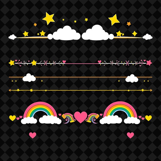 un arco iris y corazones están dispuestos en un círculo