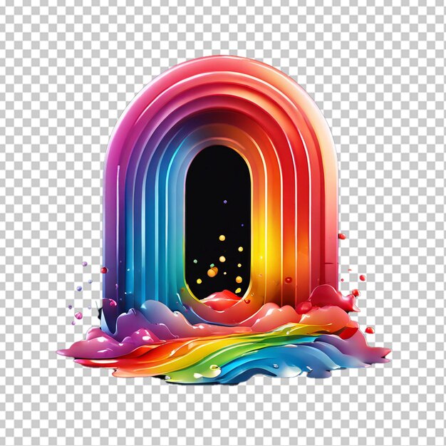 PSD arco iris y corazones en fondo azul ilustración 3d