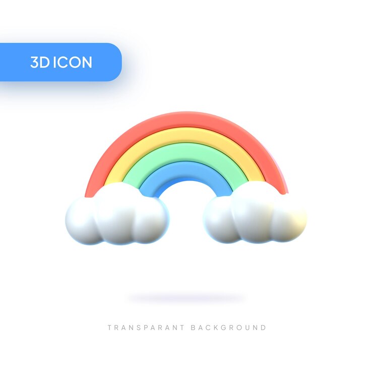 PSD arco-íris de nuvem 3d ilustração icon pack element