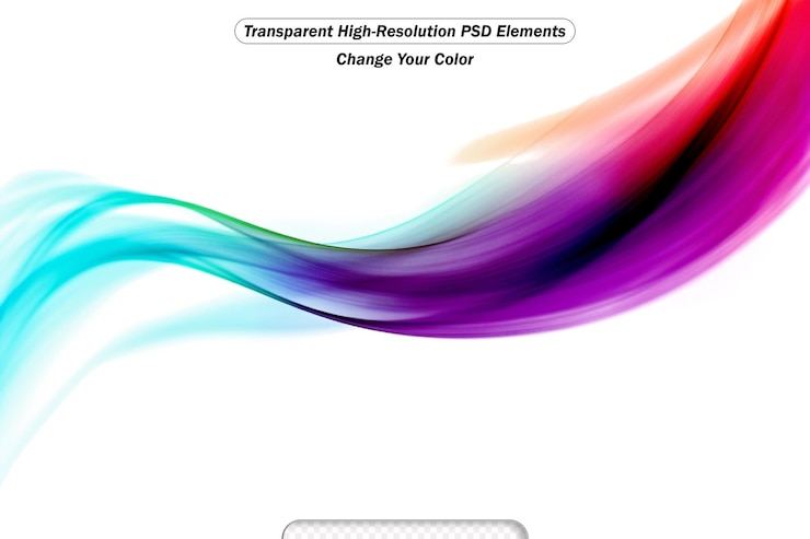 PSD arco-íris de ondas de cor horizontal abstrato em um fundo transparente branco