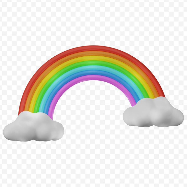 PSD arco iris en la ilustración de renderizado 3d de la nube