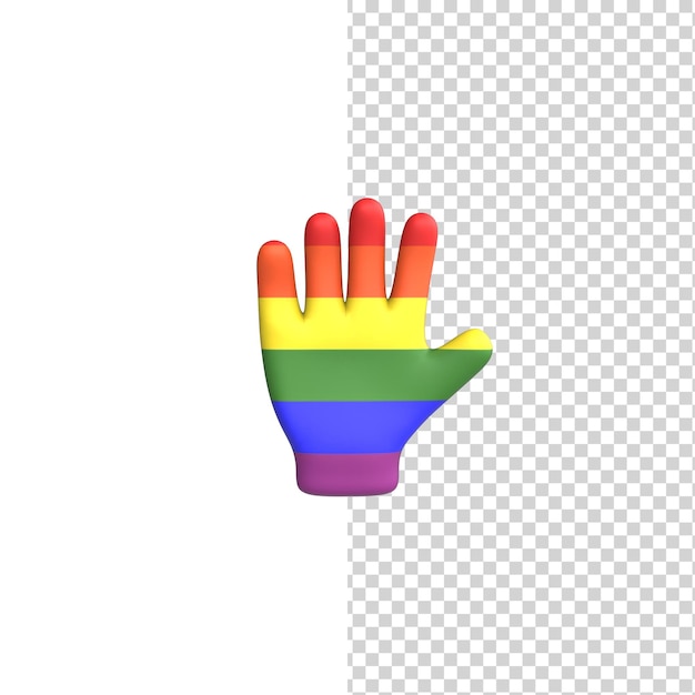 Arco iris lgbt persona mano icono 3D para orgullo gay orgullo LGBT símbolo LGBTQ modelo de renderizado