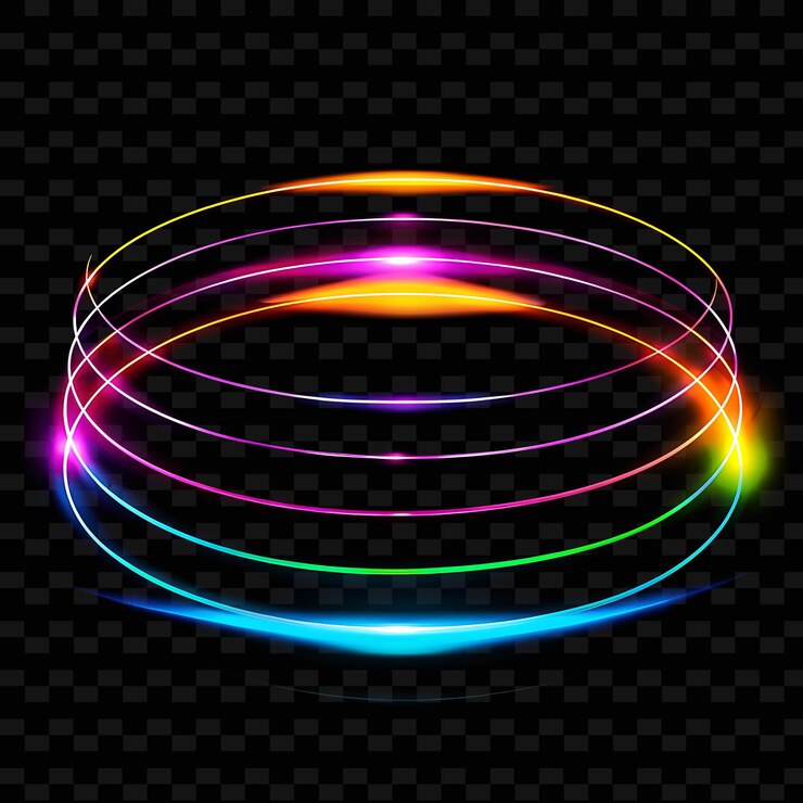 PSD un arco iris de luces de colores en un fondo negro