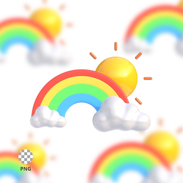 PSD arco iris y nubes icono 3d