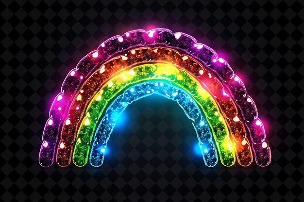 PSD el arco iris radiante de jalea compuesto de jalea fragmentada de color neón comida bebida colección y2k