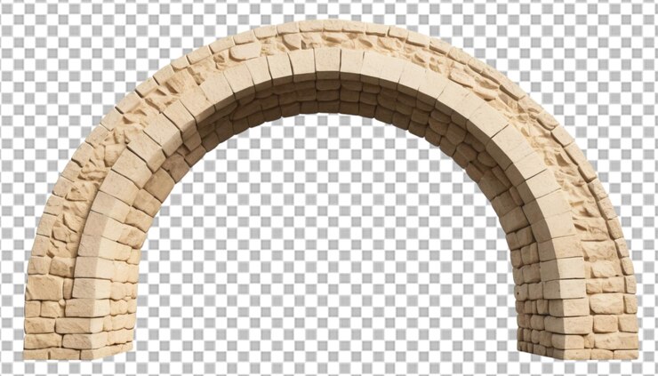 PSD arco de piedra beige con elegancia redondeada en la parte superior