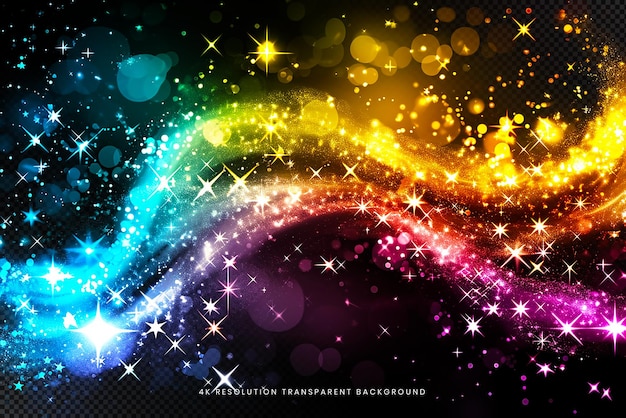 Arcobaleno con stella luccicante isolata su sfondo trasparente