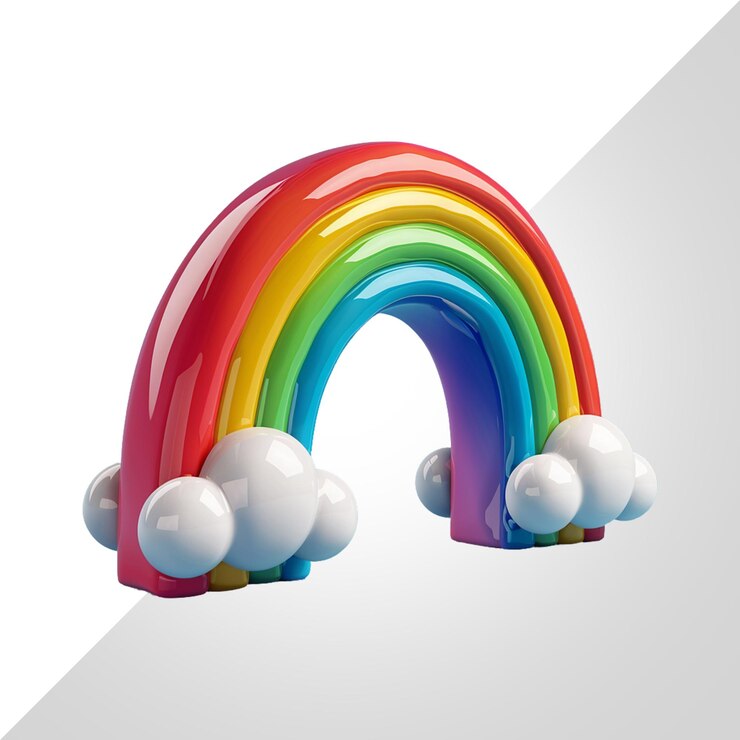 PSD arcoíris 3d con nubes objeto de verano arco iris aislado en un fondo transparente