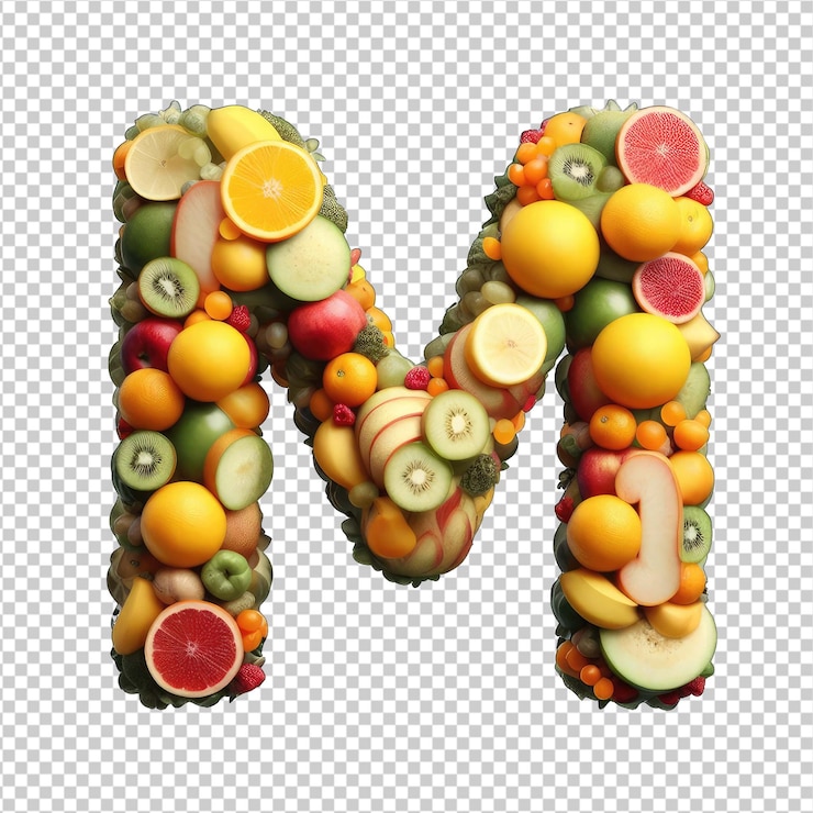 PSD un arcoiris de frutas png