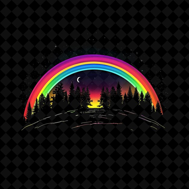 un arcoíris se ve en un fondo negro con un arco iris en el medio