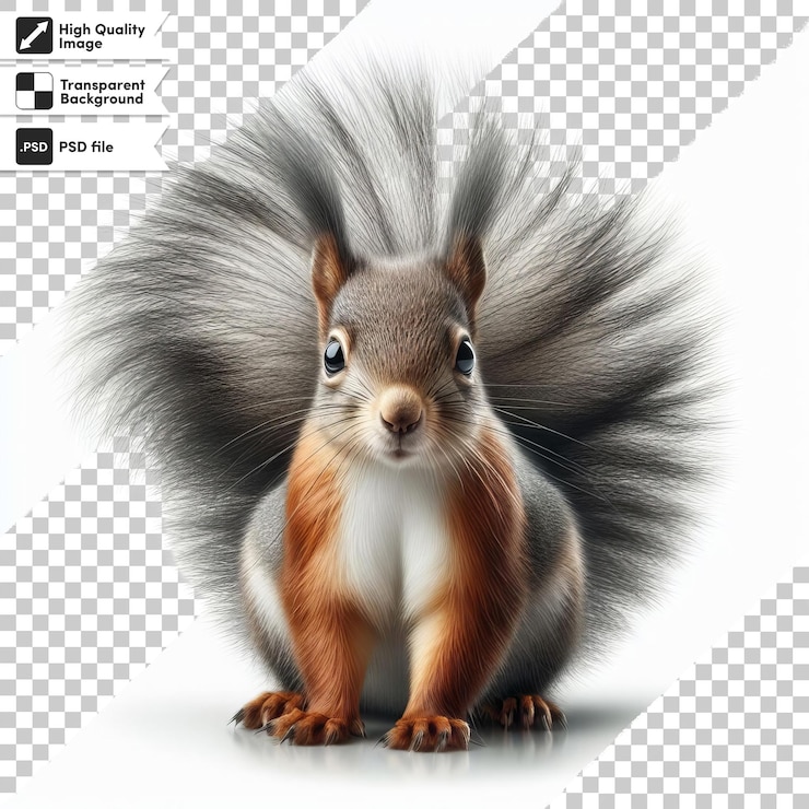 PSD ardilla psd en fondo transparente con capa de máscara editable