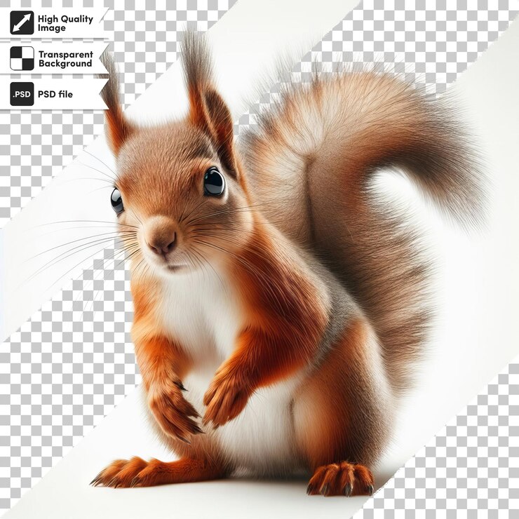 PSD ardilla psd en fondo transparente con capa de máscara editable