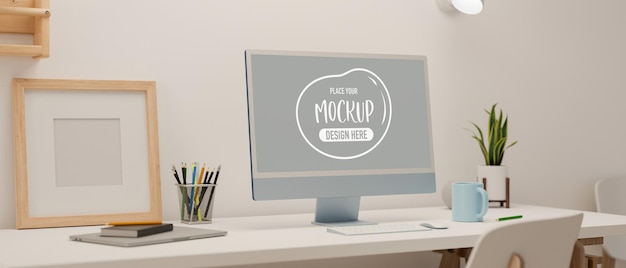 Area di lavoro con mockup di computer