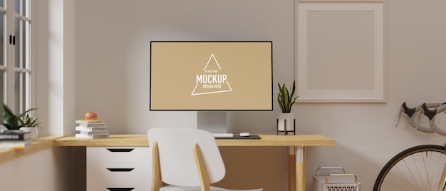 Area di lavoro con mockup di computer