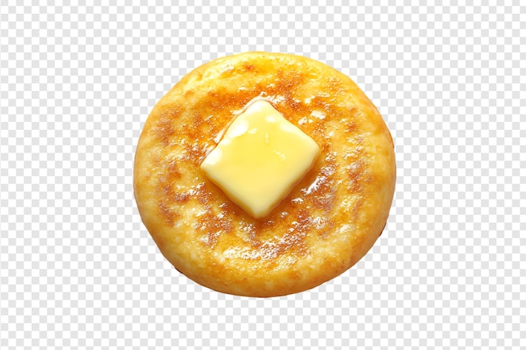 PSD arepa a la parrilla con mantequilla aislada sobre un fondo transparente