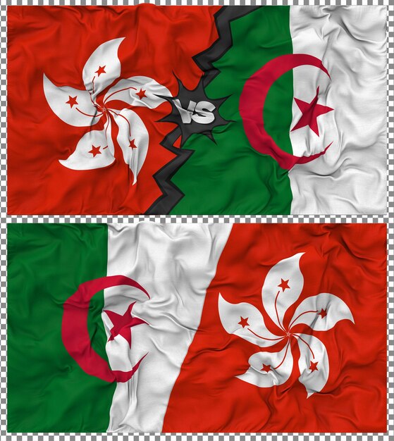 Argelia contra Hong Kong Media bandera combinada con textura 3D de la tela de la bandera