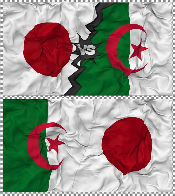 Argelia contra Japón Media bandera combinada con textura en 3D