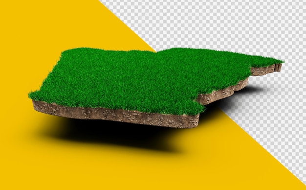 Argelia Mapa suelo geología sección transversal con hierba verde y textura de suelo de roca ilustración 3d