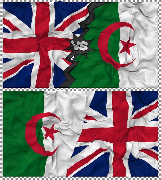 Argelia vs Reino Unido Media bandera combinada con textura 3D de la tela