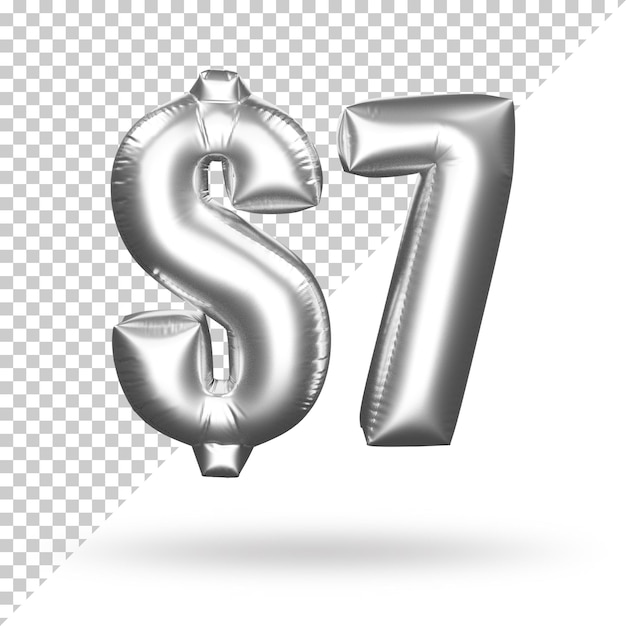 Argent 3d Render Sept Signe Dollar Concept De Ballon Réaliste