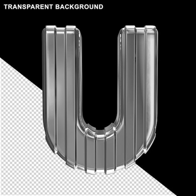 Argent Avec Fines Lanières Verticales Lettre Majuscule U