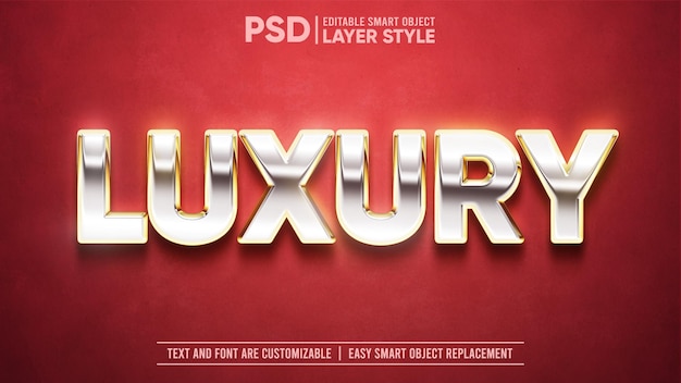 Argent De Luxe 3d Avec Texte De Cadre Doré Sur Effet De Texte De Style De Calque Modifiable De Tapis Rouge