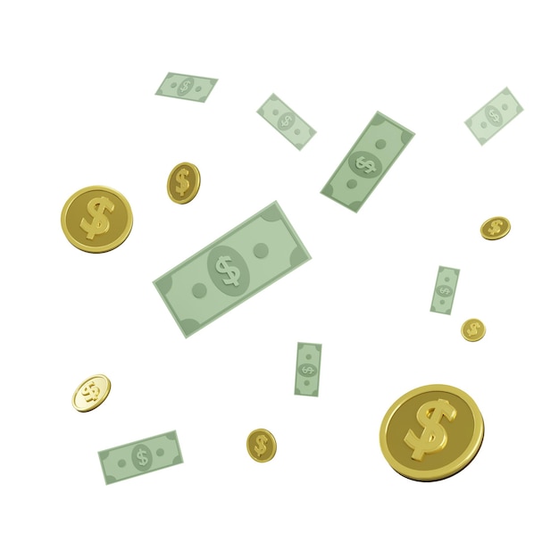 L'argent qui vole 3D rendu PNG
