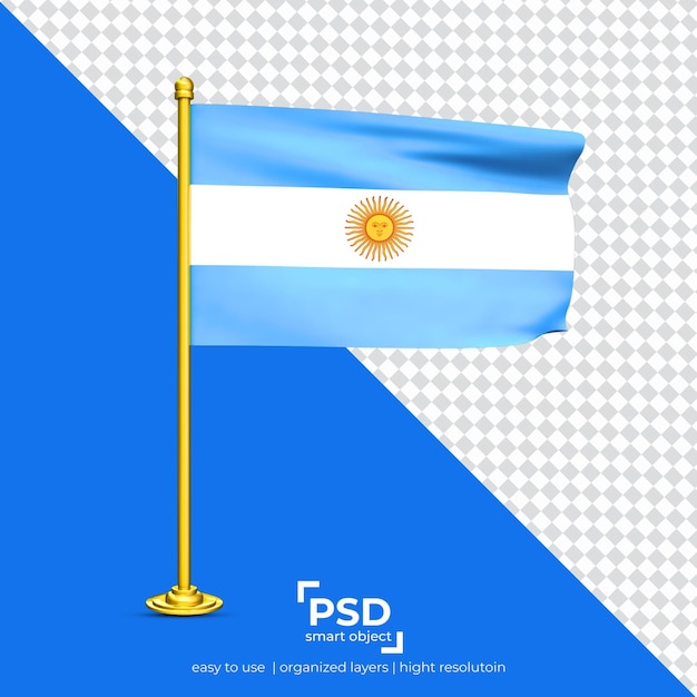PSD argentina acenando bandeira conjunto isolado em fundo transparente