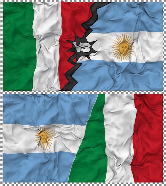 Argentina contro Italia Half Combined Flag Cloth Bump Texture Rendering 3D