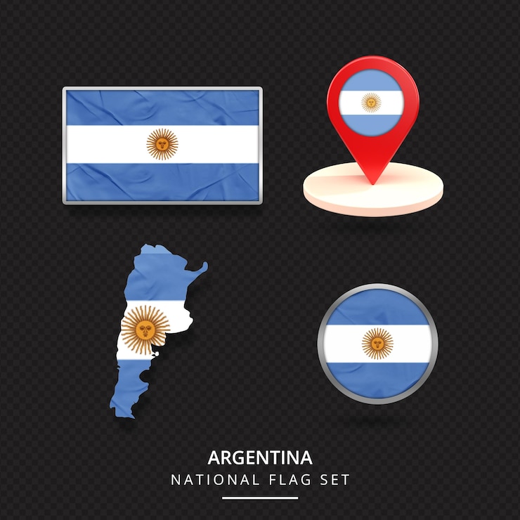 PSD argentina national flagmaplocationbadge element design