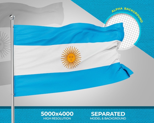 PSD argentinien realistische 3d-texturflagge für die komposition