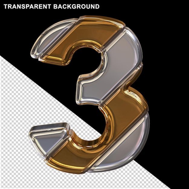 Argento e oro con cinture diagonali 3d numero 3
