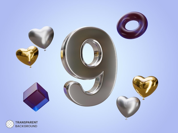 Argento numero 9 con forme grafiche