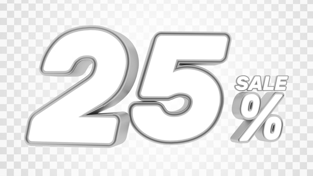 Argento vendita 25 per cento numero argento elemento 3d
