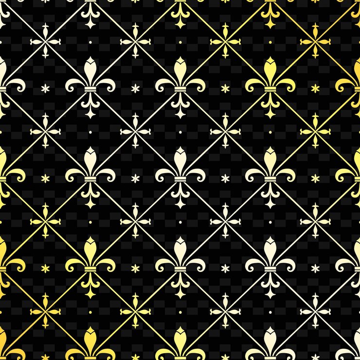 PSD aristocratic fleur de lis pattern with baseball icon and sty nature inspired abstract outline art