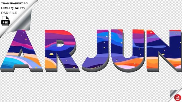 PSD arjun typographie flach farbenfrohe text textur psd durchsichtig