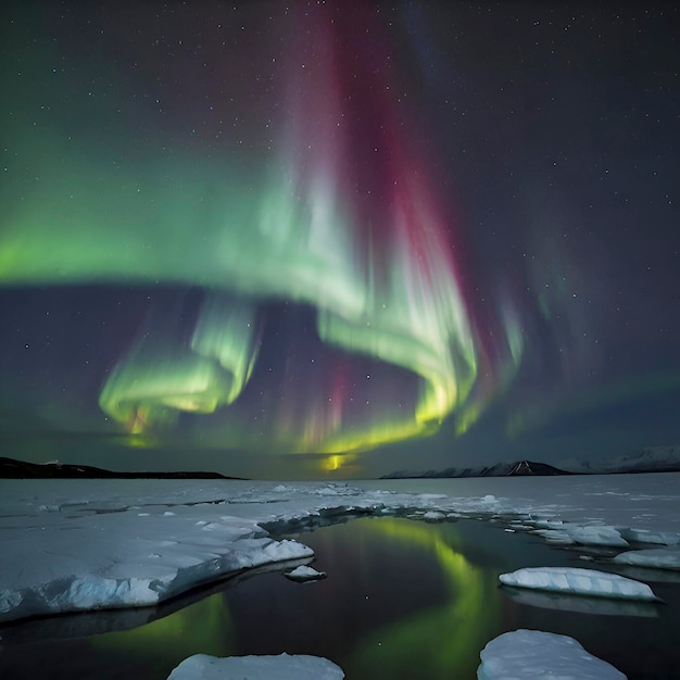 PSD arktische landschaft mit aurora