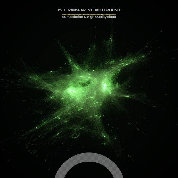 PSD arma cuántica brillante verde en el espacio aislada en un fondo transparente