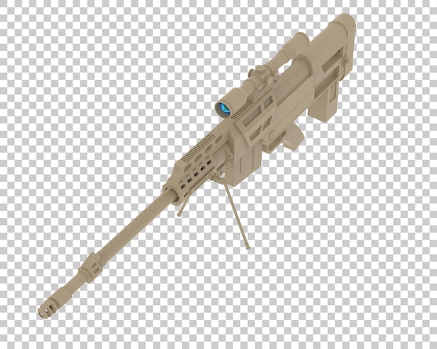 Arma de fuego con alcance en la ilustración de renderizado 3d de fondo transparente