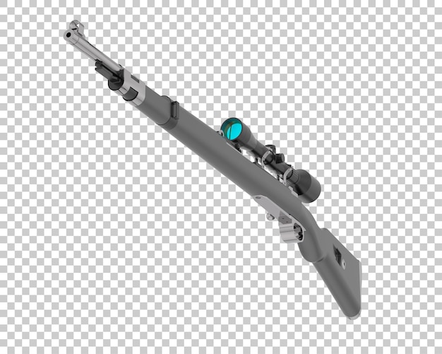 Arma de fuego con alcance en la ilustración de renderizado 3d de fondo transparente