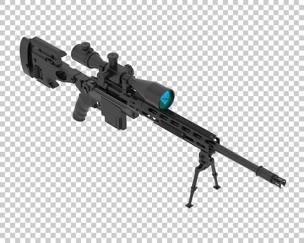 Arma de fuego con alcance en la ilustración de renderizado 3d de fondo transparente