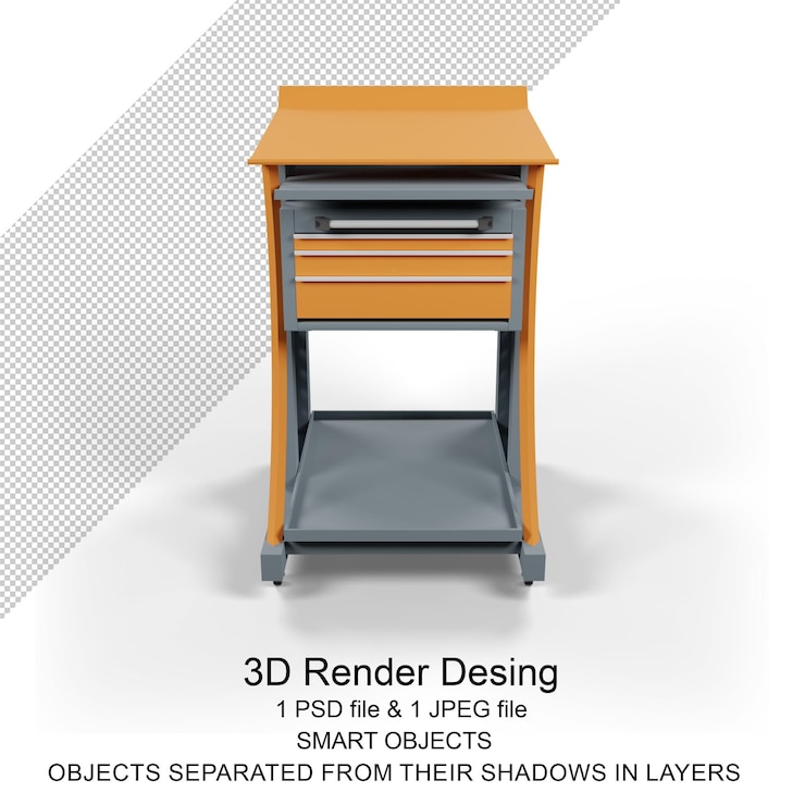 PSD armadietto per officine 3d rendering isolato su sfondo trasparente