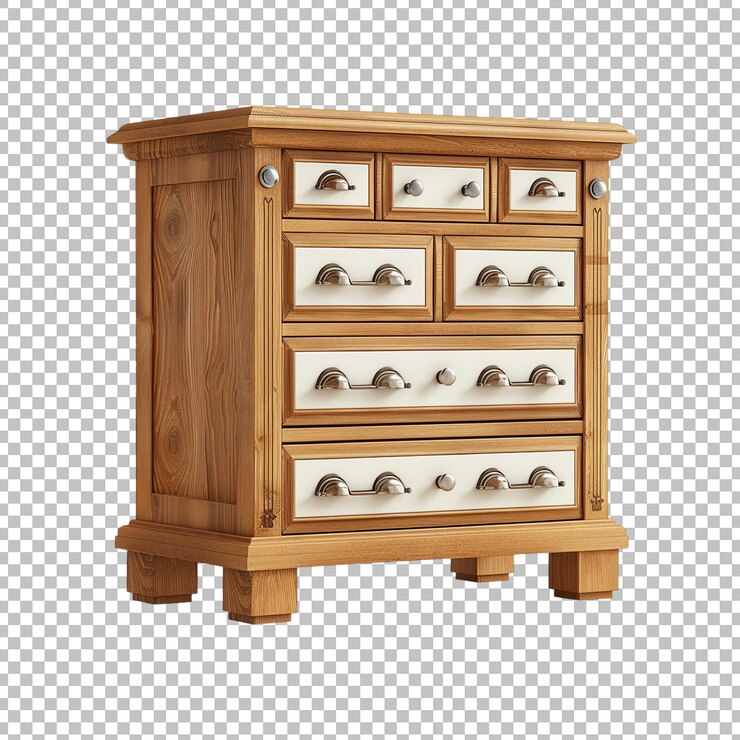PSD armadio in legno con cassetti e cassetti per la conservazione su sfondo trasparente png