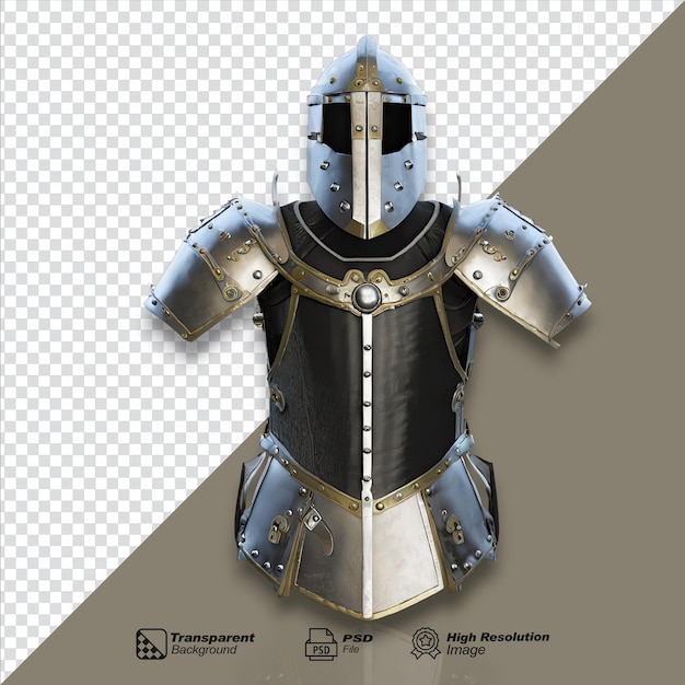 PSD armadura medieval 3d aislada en un fondo transparente