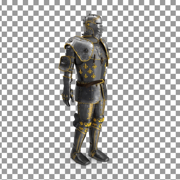 Armadura PSD 3D en fondo aislado y transparente