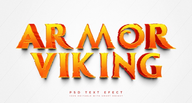 PSD armadura viking modelo de efeito de texto 3d