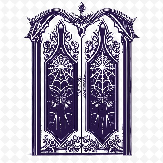 PSD armario de estilo gótico con diseño de murciélago y símbolos de telaraña ilustración de motivos de decoración colección