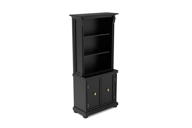 PSD armario de madera negro moderno y clásico aislado sobre fondo blanco colección de muebles