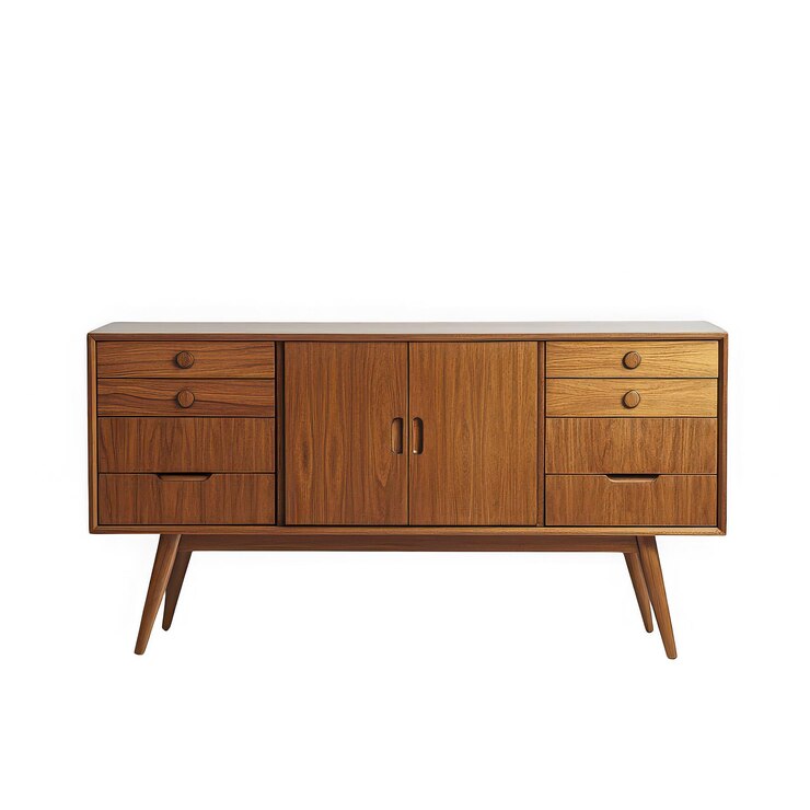 Armario de madera con puertas aisladas sobre un fondo transparente