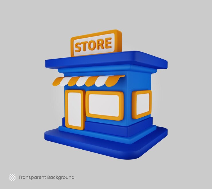 PSD armazene a mercearia construindo a ilustração de renderização do ícone 3d